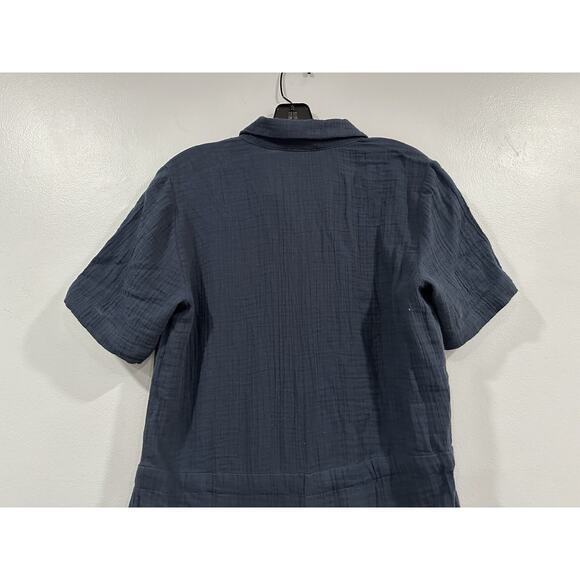 Eileen Fisher Cotton Gauze Navy Blue Short Sleeve Jumpsuit XS